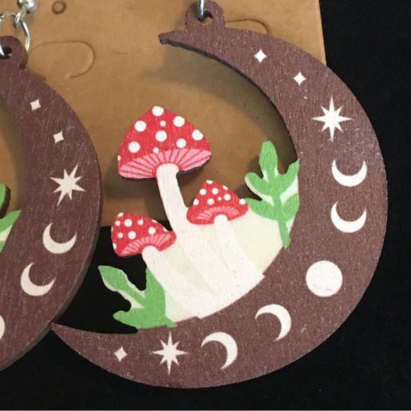 Half Moon Mushroom Earrings - Picture 5 of 8